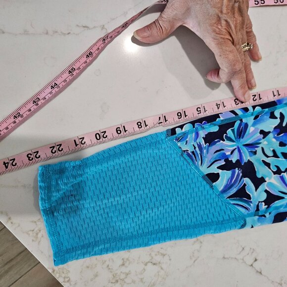 Lilly Pulitzer Weekender Midi Legging Luxletic Small In Too Deep Blue Mesh Hem - Picture 5 of 7